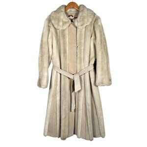 Vintage 1960s Rosewin Tissavel Faux Fur Coat Leather Trim Penny Lane Burning Man